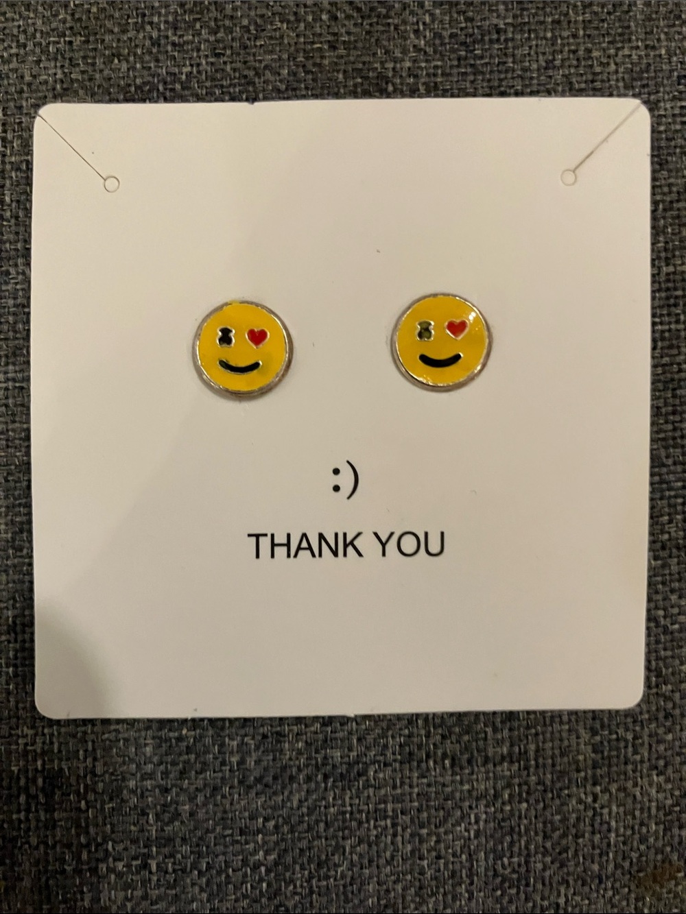 Yellow Heart-Eye Smiley Stud Earrings - Silver 925